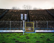 tribune with loudspeakers