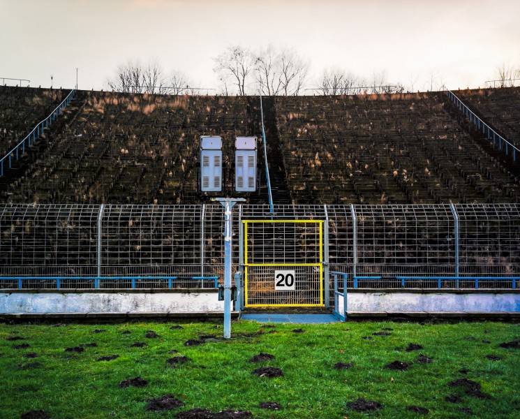 tribune with loudspeakers